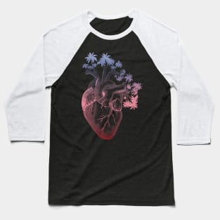 Berry Colored Anatomically Correct Human Heart - Palm Trees Baseball T-Shirt